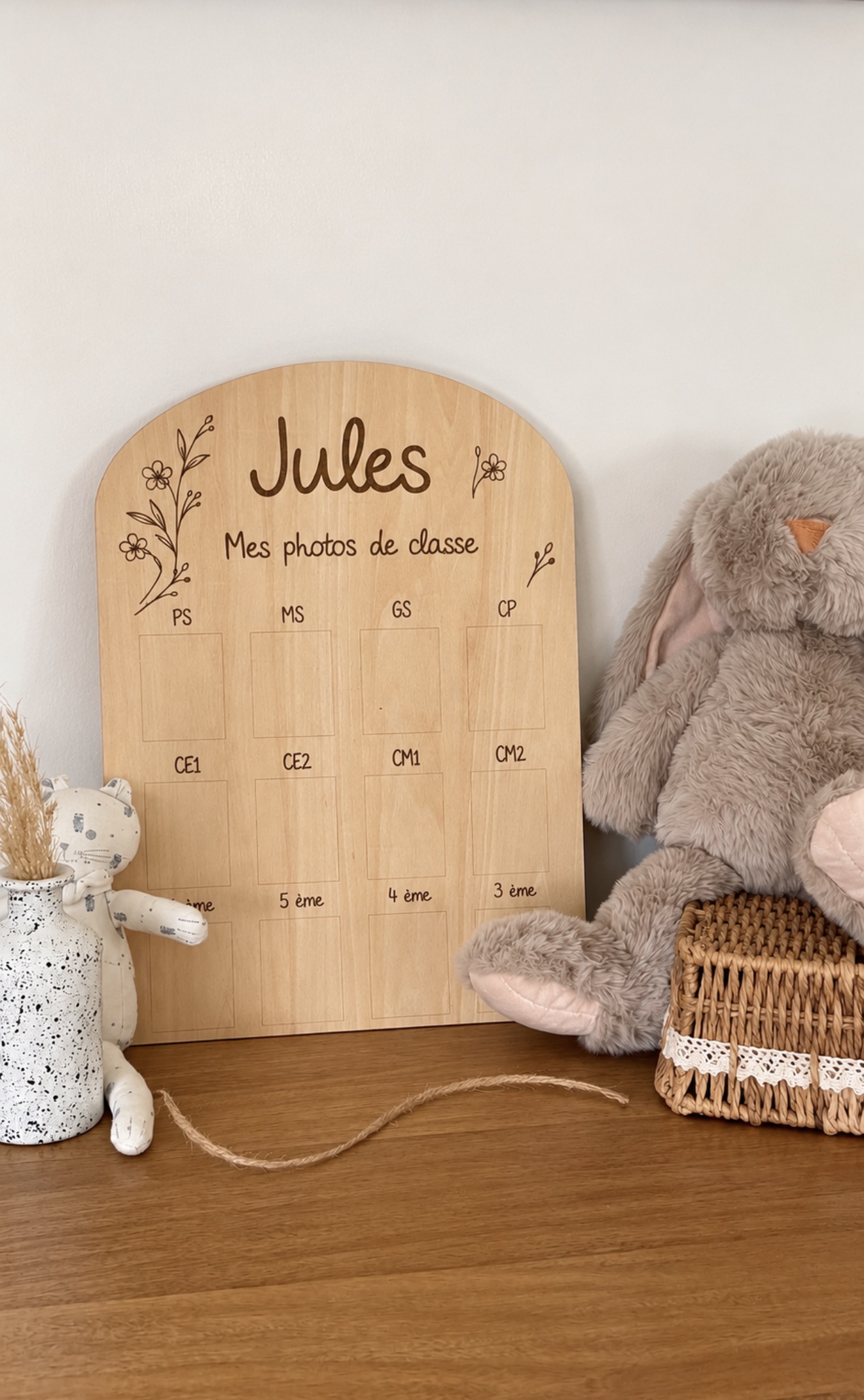 Panneau photo de classe personnalisé en bois